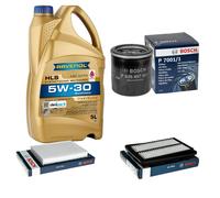 BOSCH Controllo Set 5L RAVENOL HLS 5W-30 per Nissan X-Trail 1.6 DiG-T Kit Olio