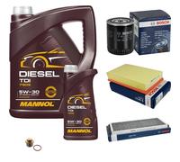 BOSCH Controllo Set 6 L MANNOL DIESEL TDI 5W-30 Per Audi Cabriolet 2.6 2.8