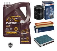Bosch Controllo Set 6 L mannol Diesel Tdi 5W-30 per Fiat Punto Evo 1.2 1.4