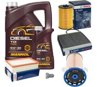 BOSCH Controllo Set 6 L MANNOL DIESEL TDI 5W-30 Per VW Seat Touran 5T1 Golf