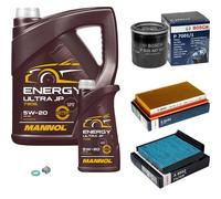 Bosch Controllo Set 6 L mannol Energia Ultra JP 5W-20 per Nissan Micra C+C .