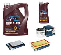 BOSCH Controllo Set 6L MANNOL Ceramic Pro 10W-40 Per Volvo V70 I 875 876
