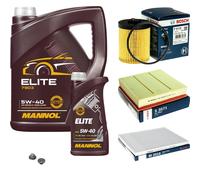 BOSCH Controllo Set 6L MANNOL ELITE 5W-40 Per Opel Omega B 2.5 V6 3.0