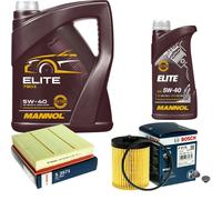 BOSCH Controllo Set 6L MANNOL ELITE 5W-40 Per Opel Omega B 2.5 V6 3.0