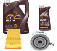 BOSCH Controllo Set 6L MANNOL ELITE 5W-40 Per Volvo 440 K 1.9 Turbo D 460 L