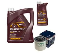 Bosch Controllo Set 6L mannol Energy Combi Ll 5W-30 per Opel Campo 2.5 D 4x4