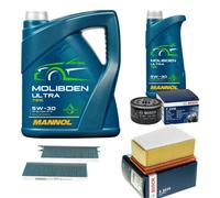 BOSCH Controllo Set 6L MANNOL MOLIBDENO ULTRA 5W-30 Per Renault Kangoo/Grand