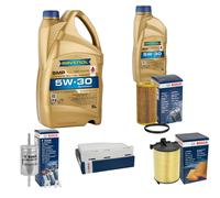BOSCH Controllo Set 6L RAVENOL SMP 5W-30 per Audi A3 2.0 FSI VW Golf V