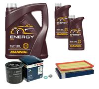BOSCH Controllo Set 7 L MANNOL 5W-30 Energy Per Nissan X-Trail 2.2 DCI 4X4