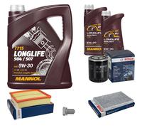BOSCH Controllo Set 7 L MANNOL 5W-30 LONGLIFE Per Audi A6 4B C5 2.4 2.8 4B2