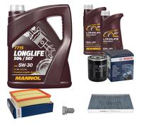 BOSCH Controllo Set 7 L MANNOL 5W-30 LONGLIFE Per Audi A6 4B C5 2.4 2.8 4B2