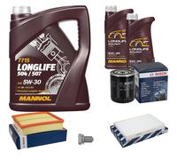 BOSCH Controllo Set 7 L MANNOL 5W-30 LONGLIFE Per Audi A6 4B C5 2.4 2.8 4B2