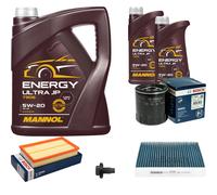 Bosch Controllo Set 7 L mannol Energia Ultra JP 5W-20 per Ford Focus II