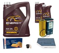 BOSCH Controllo Set 7 L MANNOL Energy 5W-30 Per Audi A5 Cabriolet 8F7 S5