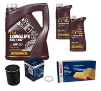 Bosch Controllo Set 7 L mannol Longlife 504/507 5W-30 per Suzuki Samurai 1.3