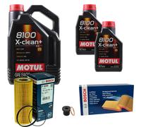 Bosch Controllo Set 7 L Motul 8100 x-Pulire+5W-30 per Audi A5 Cabriolet S5