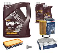 Bosch Controllo Set 7L mannol 5W-30 Longlife per Audi A3 S3 Quattro VW Gold