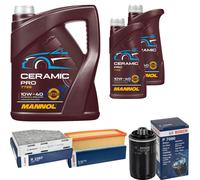 BOSCH Controllo Set 7L MANNOL Ceramic Pro 10W-40 Per Audi Q3 8UB 8UG 2.0