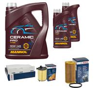 BOSCH Controllo Set 7L MANNOL Ceramic Pro 10W-40 Per VW EOS 1F7 1F8 2.0 FSI