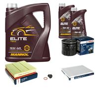BOSCH Controllo Set 7L MANNOL ELITE 5W-40 Per Opel Omega B 2.5 V6 3.0