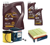 BOSCH Controllo Set 7L MANNOL ELITE 5W-40 Per Opel Omega B 2.5 V6 3.0