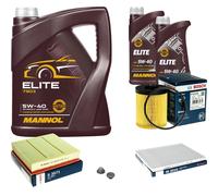 BOSCH Controllo Set 7L MANNOL ELITE 5W-40 Per Opel Omega B 2.5 V6 3.0