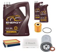 BOSCH Controllo Set 7L MANNOL Energy 5W-30 per Nissan X-Trail 2.2 Di 4x4