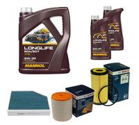 Bosch Controllo Set 7L mannol Longlife 504/507 5W-30 per Audi A6