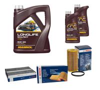 Bosch Controllo Set 7L mannol Longlife 504/507 5W-30 per Audi A6 4F2 C6 2.0