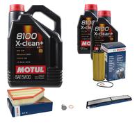 BOSCH Controllo Set 7L Motul 8100 X-CLEAN+ 5W-30 Per BMW 1ER 118D 116D X1
