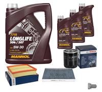 Bosch Controllo Set 8 L mannol 5W-30 Longlife per Audi A6 4B C5 2.4 2.8 4B2
