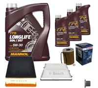 Bosch Controllo Set 8 L mannol Longlife 504/507 5W-30 per BMW 7er 730i SX