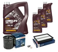 BOSCH Controllo Set 8L MANNOL 5W-30 LONGLIFE Per Mazda 5 CR19 2.0 CW 3 BK BL