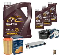 BOSCH Controllo Set 8L MANNOL ELITE 5W-40 Per Fiat Ducato Kasten 2.3 JTD