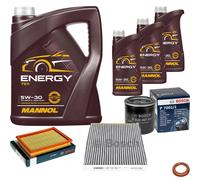 BOSCH Controllo Set 8L MANNOL Energy 5W-30 per Nissan X-Trail 2.5 4x4