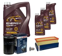 BOSCH Controllo Set 8L MANNOL Energy Combi LL 5W-30 Per Audi 80 1.8 S 2.0