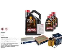 Bosch Controllo Set 8L Motul 8100 x-Pulire Efe 5W-30 per Opel Vectra C di Gas Cc