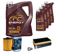 Bosch Controllo Set 9 L mannol Energia 5W-30 per VW Touareg 7P5 3.6 V6 FSI