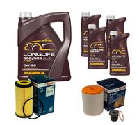 Bosch Controllo Set 9 L mannol Longlife 508/509 0W-20 per Audi A6 Avant 4G5