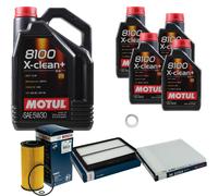 Bosch Controllo Set 9 L Motul 8100 x-Pulire+5W-30 per Kia Sorento Nei Boschi II