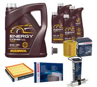 BOSCH Controllo Set 9L MANNOL Energy Combi LL 5W-30 Per BMW 5 Serie 535i
