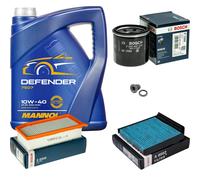 BOSCH Controllo Set Olio Motore 5L MANNOL Defender 10W-40 Per Dacia Duster