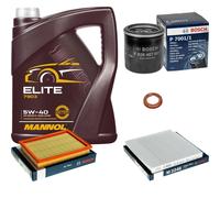BOSCH Controllo Set Olio Motore 5L MANNOL ELITE 5W-40 Per Nissan Note E12 1.2
