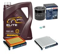 BOSCH Controllo Set Olio Motore 5L MANNOL ELITE 5W-40 Per Nissan Note E12 1.2