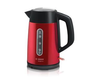 Bosch DesignLine Plus TWK4P434GB - Bollitore cordless in acciaio INOX, 1,7 litri, 3000 W, colore: Rosso