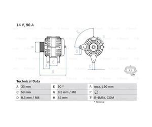 BOSCH Dinamo Alternatore 90A 14V per Renault Clio IV III Kasten