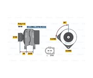 BOSCH Dinamo Generator 90A 14V per VW Transporter IV 70XA 70XD LT