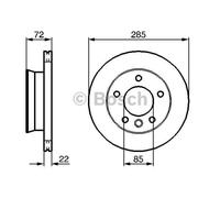 BOSCH disco freno 0986479212 ventilato diametro 285 spessore 21,9 mm 5 fori