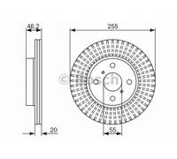 BOSCH disco freno 0986479616 ventilato diametro 255 spessore 20 mm 4 fori