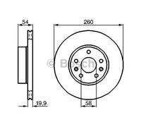 BOSCH Discofreno ventilato diametro 260 mm spessore 20 mm 5 fori 0986478218